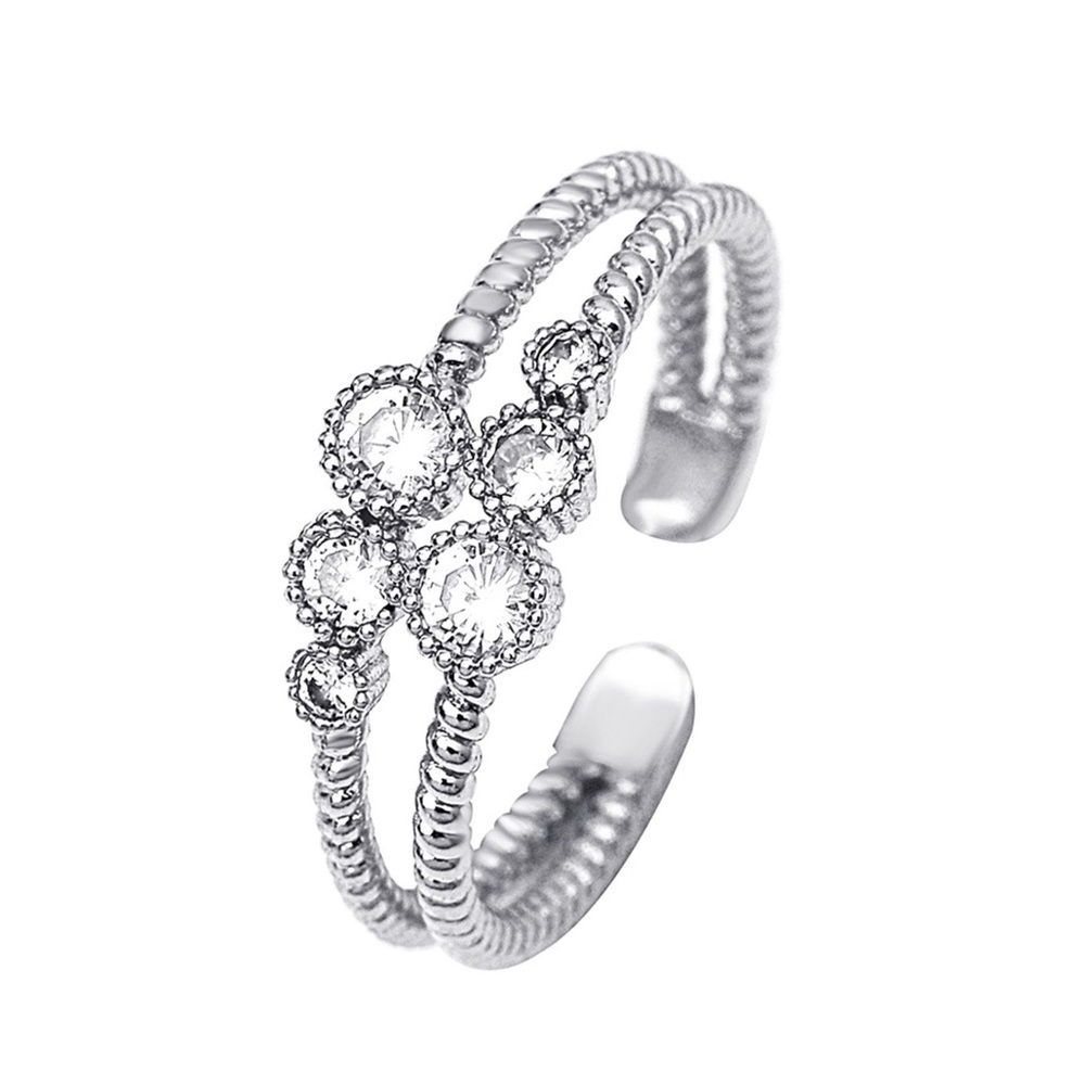 White Gold plated Adjustable one size Silver Retro bling zircon crystal Ring New